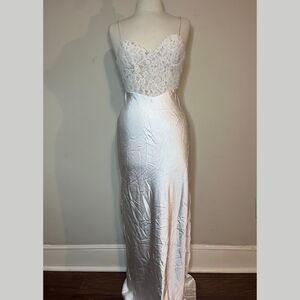 White Lace Bustier Formal Dress